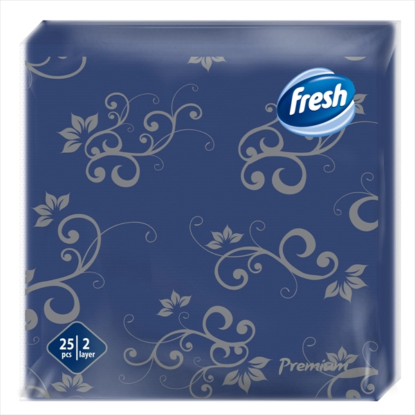 FRESH PAPIRNA SALVETA PREMIUM DEKOR PLAVA 2 SLOJA 38X38CM 25KOM