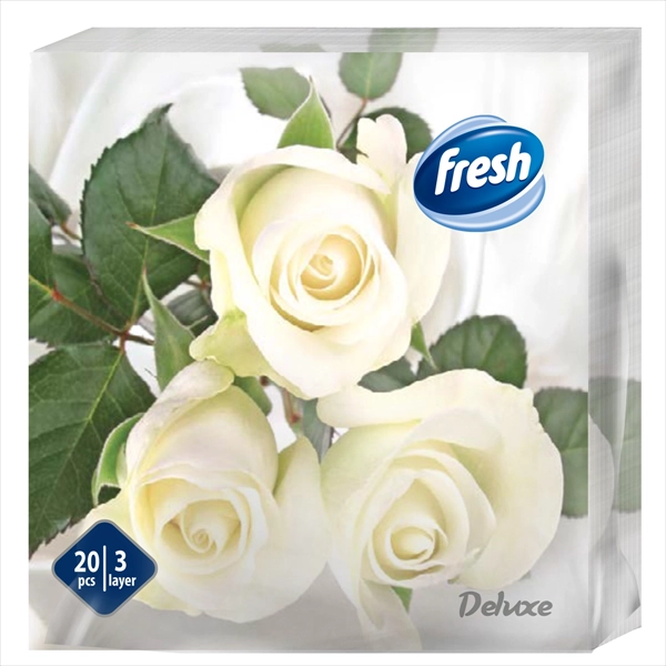 FRESH PAPIRNA SALVETA DELUXE BELE RUŽE 3 SLOJA 33X33CM 20KOM