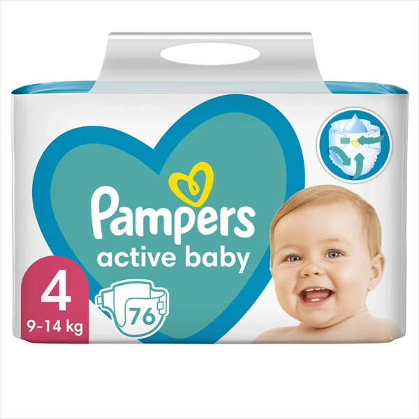 PAMPERS PELENE ACTIVE BABY GIANT PACK VELIČINA 4 (9-14 KG) 76KOM