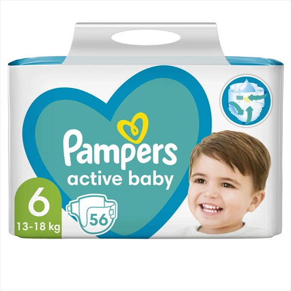 PAMPERS PELENE ACTIVE BABY GIANT PACK VELIČINA 6 (13-18KG) 56KOM