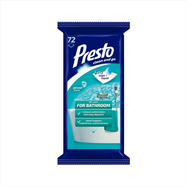 PRESTO VLAŽNE MARAMICE ZA ČIŠĆENJE KUPATILA 72KOM
