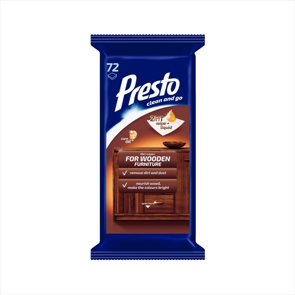 PRESTO VLAŽNE MARAMICE ZA ČIŠĆENJE DRVENIH POVRŠINA 72KOM