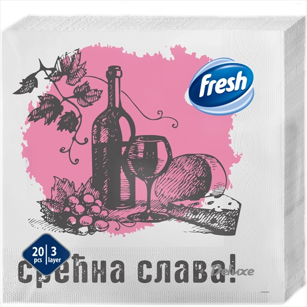 FRESH PAPIRNA SALVETA DELUXE SLAVSKA 3 SLOJA 33X33CM 20KOM