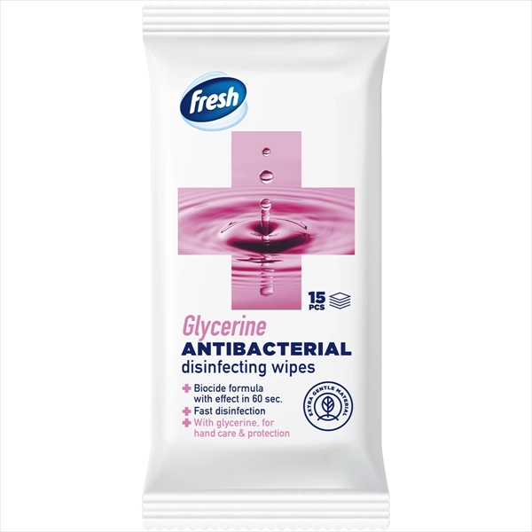 FRESH VLAŽNE MARAMICE GLYCERINE ANTIBACTERIAL 15KOM