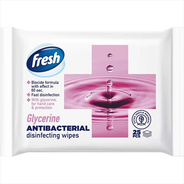 FRESH VLAŽNE MARAMICE GLYCERINE ANTIBACTERIAL 25KOM