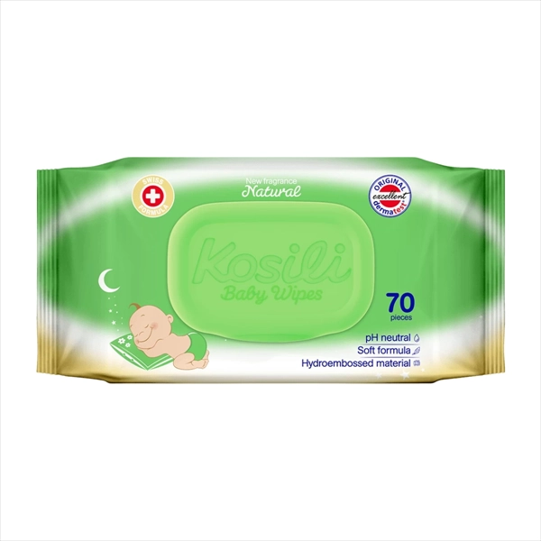 KOSILI VLAŽNE MARAMICE ZA BEBE NATURAL ZELENE SA POKLOPCEM 70KOM