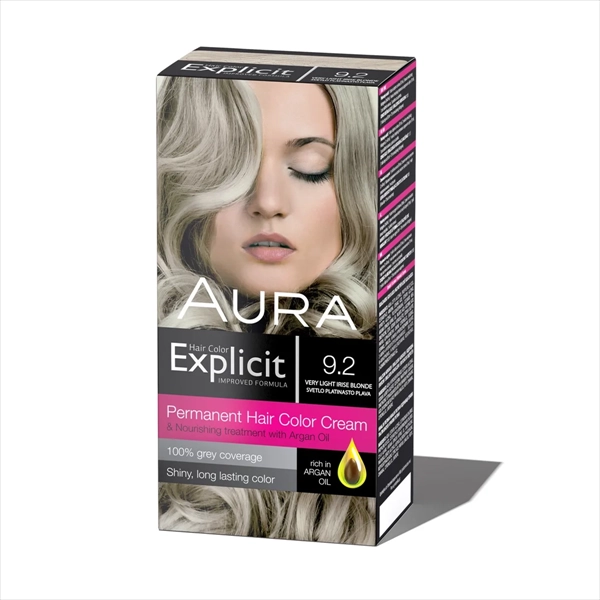AURA EXPLICIT BOJA ZA KOSU 9.2 SVETLO PLATINASTO PLAVA