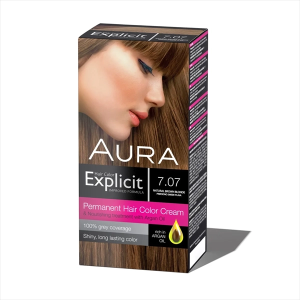 AURA EXPLICIT BOJA ZA KOSU 7.07 PRIRODNO SMEĐE PLAVA
