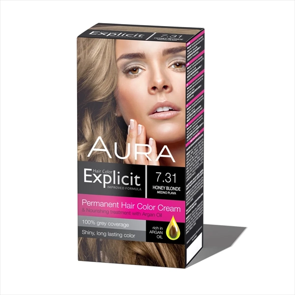 AURA EXPLICIT BOJA ZA KOSU 7.31 MEDNO PLAVA