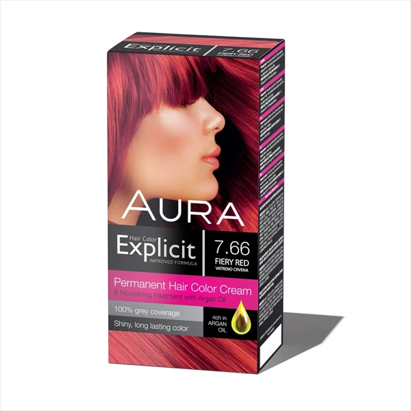 AURA EXPLICIT BOJA ZA KOSU 7.66 VATRENO CRVENA