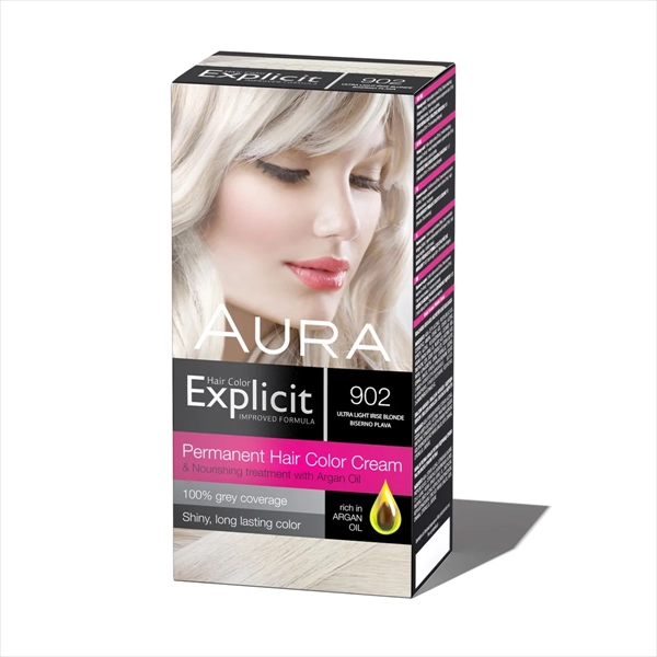 AURA EXPLICIT BOJA ZA KOSU 902 BISERNO PLAVA