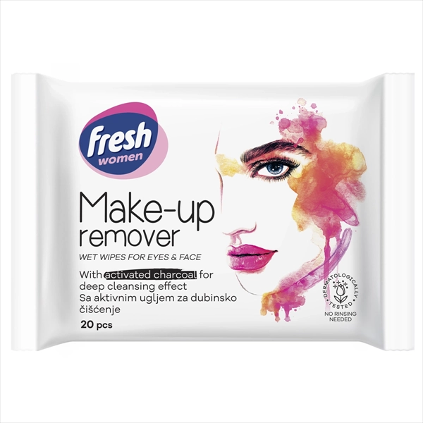 FRESH VLAŽNE MARAMICE ZA SKIDANJE ŠMINKE AKTIVNI UGALJ 20KOM
