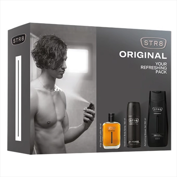 STR8 SET ORIGINAL (DEO SPR.150ML+GEL TUŠ.250ML + LOS.POSLE BRIJ.50ML)