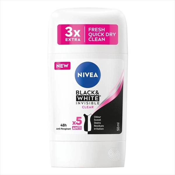 NIVEA DEO STIK BLACK&WHITE INVISIBLE CLEAR WOMEN 50ML
