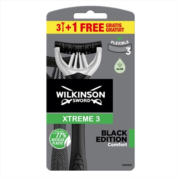 WILKINSON JEDNOKRATNI BRIJAČ XTREME 3 BLACK EDITION COMFORT 3+1KOM