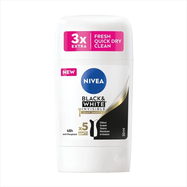 NIVEA DEO STIK BLACK&WHITE INVISIBLE SILKY SMOOTH WOMEN 50ML